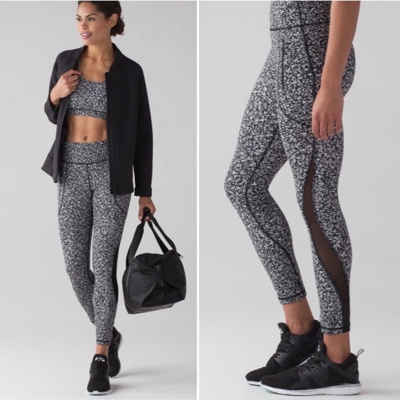 Lululemon Invigorate 7/8 Tight Daisy Dust Alpine White Black Sz 10 Leggings - Picture 1 of 7